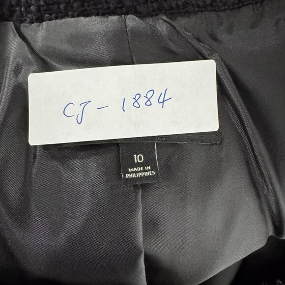 Talbots Tweed Blazer Jacket Womens Size 10 Black White Cotton Office CJ-1884 - Picture 2 of 8